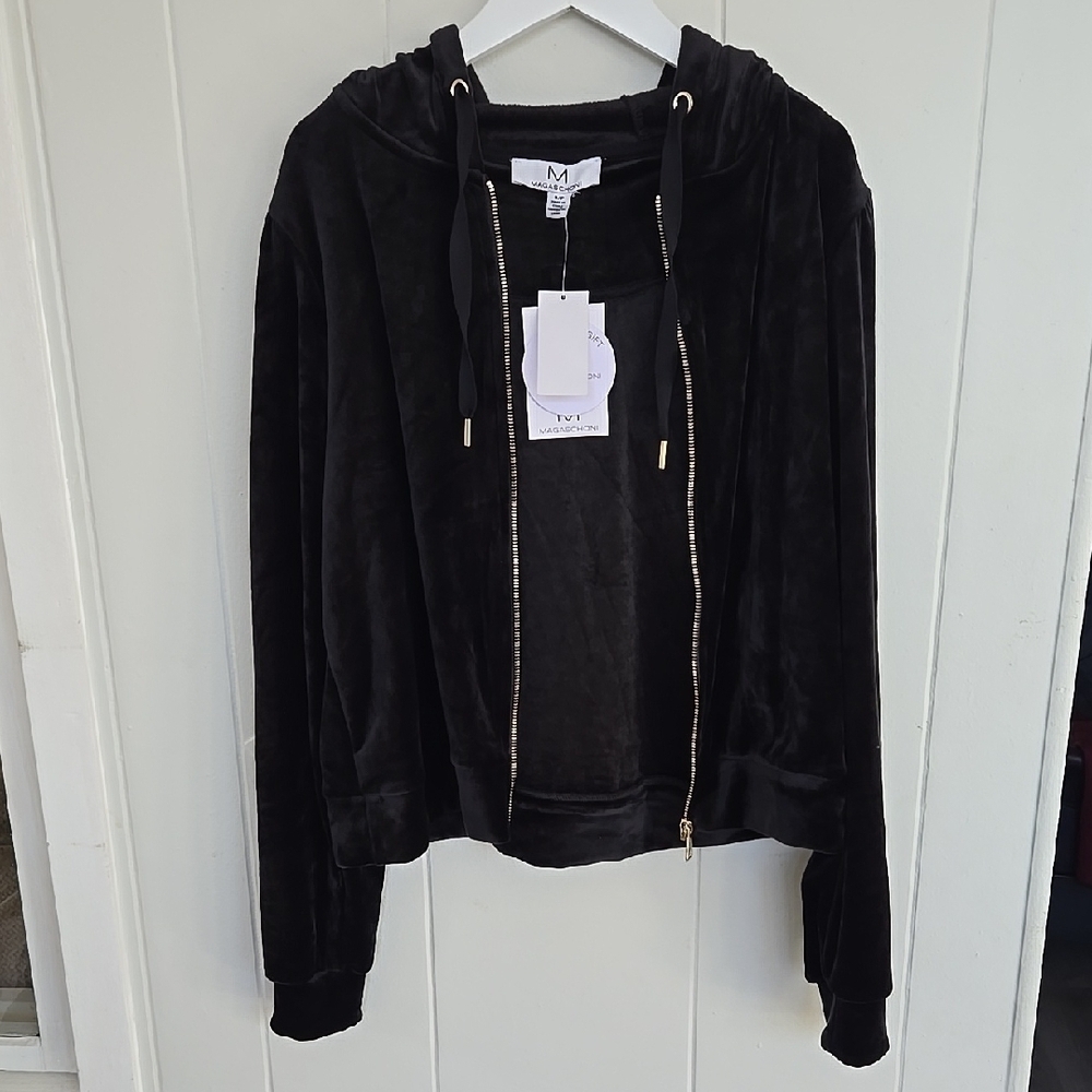 Magaschoni Black Velvet Women's Hoodie Jacket Size S - Picture 9 of 11